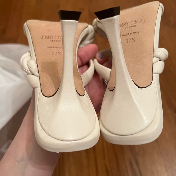 NWT JIMMY CHOO BRAIDED HEELS SIZE 37.5 7 US - Picture 2 of 13